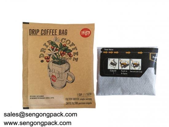 Drip Brazil Santos Coffee Bag Packing Machine with Outer Envelop